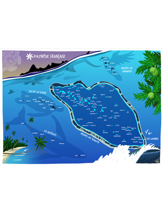 La carte illustrée de Polynésie